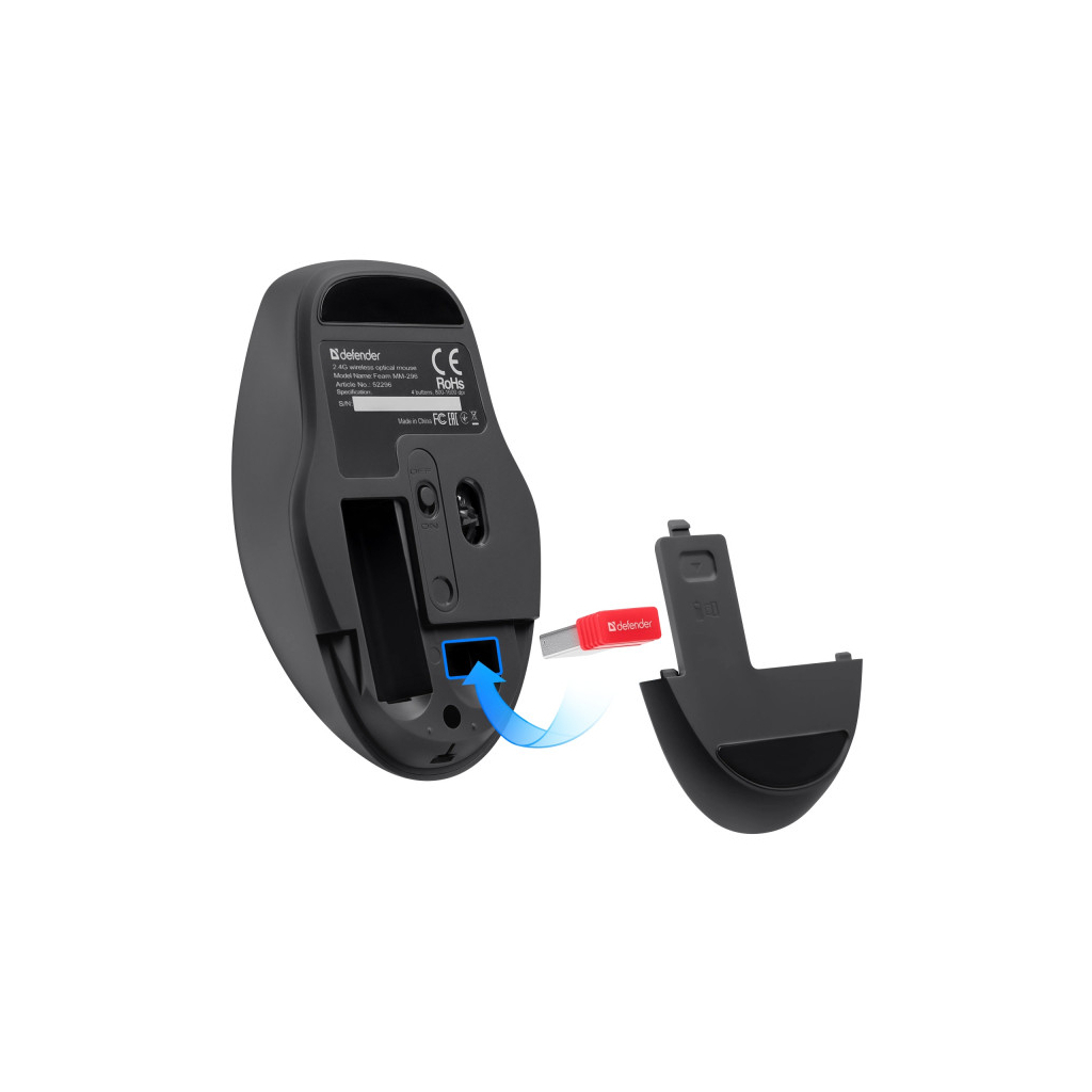 Мишка Defender Feam MM-296 Wireless Black (52296)