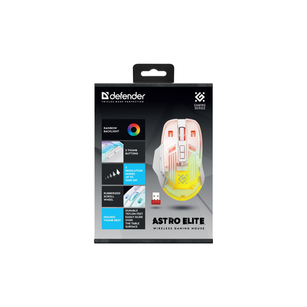 Мишка Defender Astro Elite GM-056 LED Wireless White (52056)