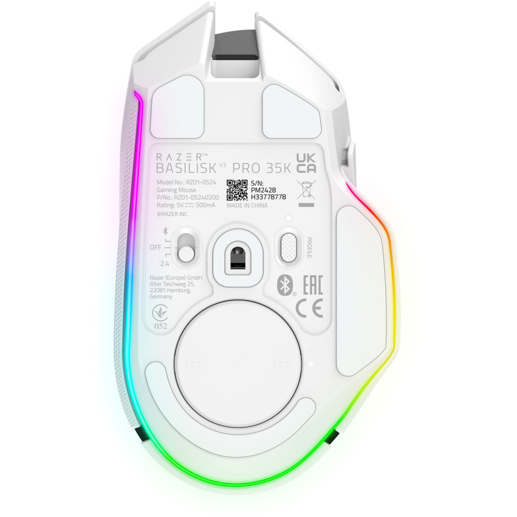 Мишка Razer Basilisk V3 Pro 35K Wireless/Bluetooth White (RZ01-05240200-R3G1)