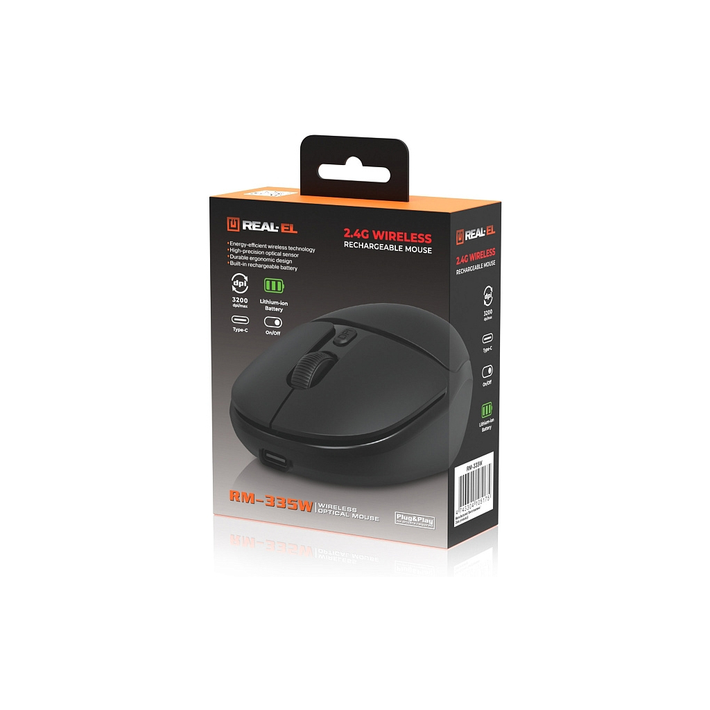 Мишка REAL-EL RM-335W Wireless Black (EL123200055)