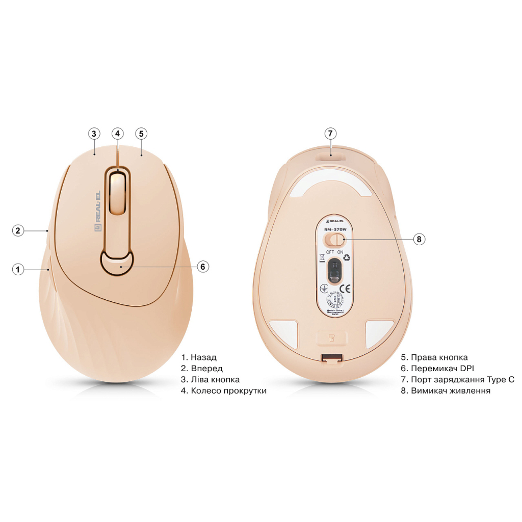 Мишка REAL-EL RM-370W Wireless (EL123200056)