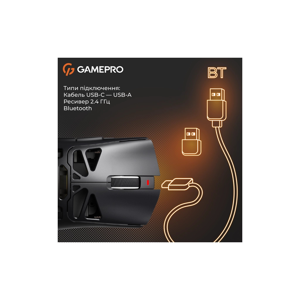 Мишка GamePro Genesis Spider Wireless/Bluetooth/USB Black (GM870B)