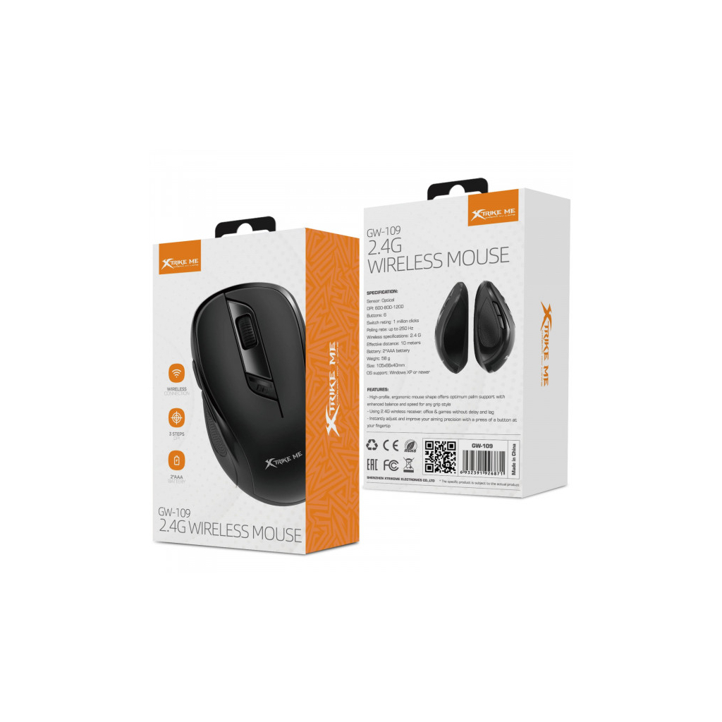 Мишка Xtrike ME GW-109 Wireless Black (GW-109)
