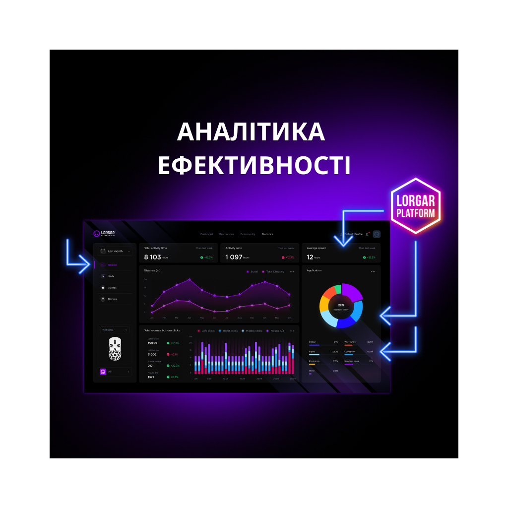 Мишка Lorgar Elite MSE90W Wireless/Bluetooth Black (LRG-MSE90W-BK)