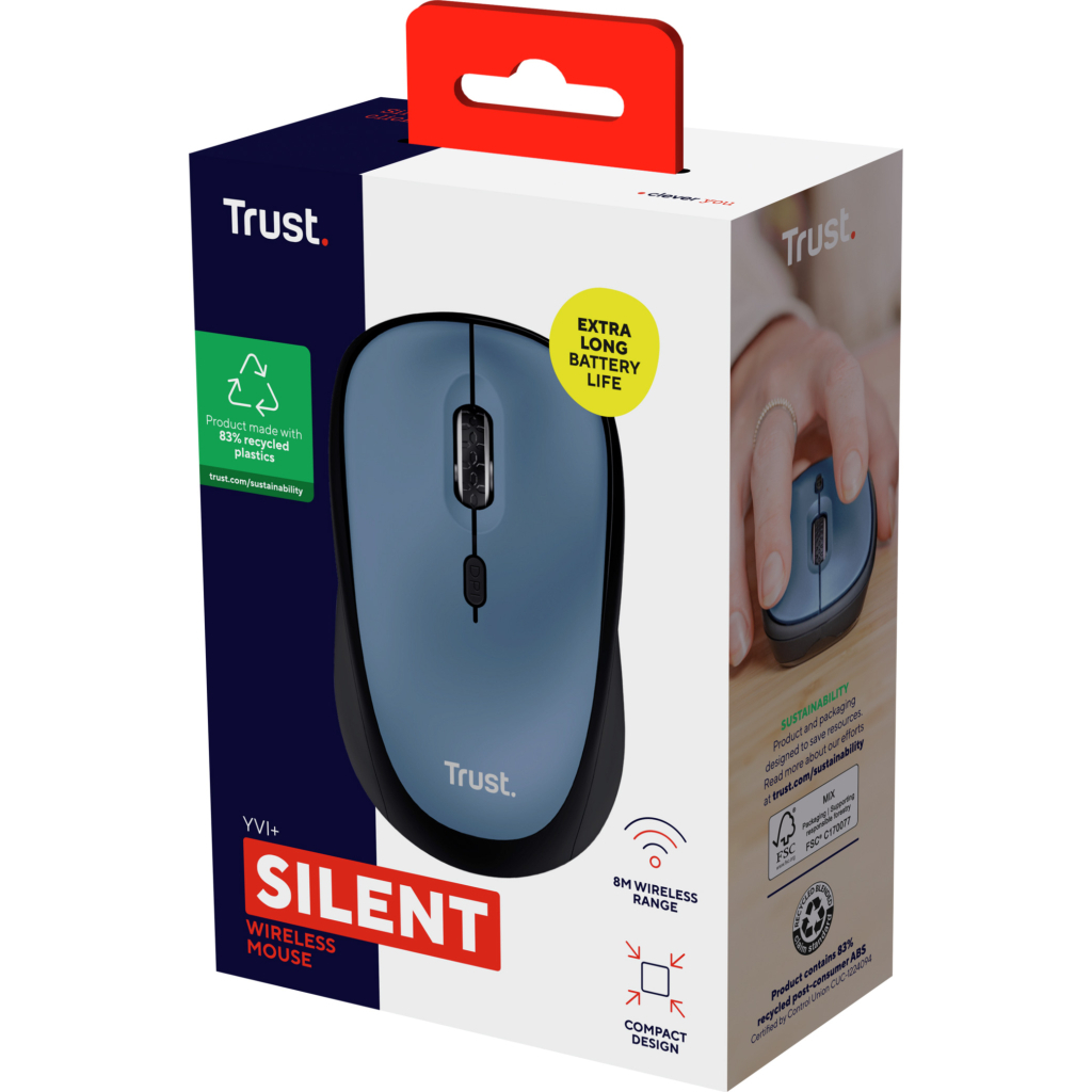 Мишка Trust Yvi+ Silent Wireless Dark Blue (25514)