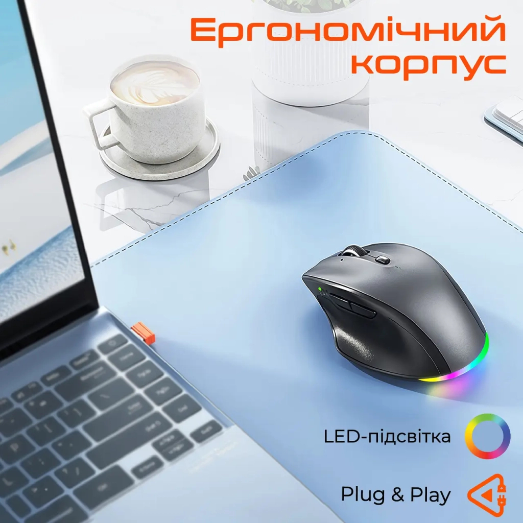 Мишка Meetion BTM007 Wireless/Bluetooth Gray (MT-BTM007-W)