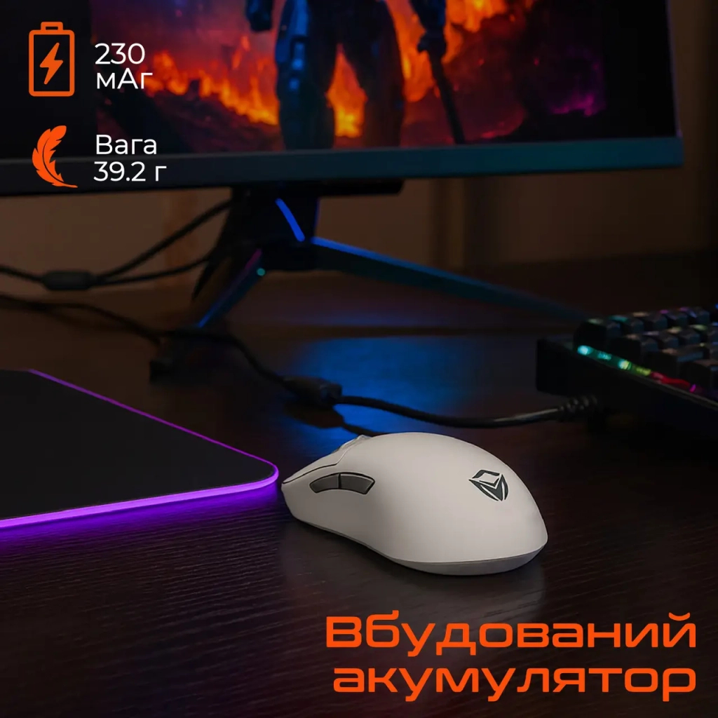 Мишка Meetion GW40 PRO Bluetooth/Wireless/USB White (MT-GW40_PRO-B)