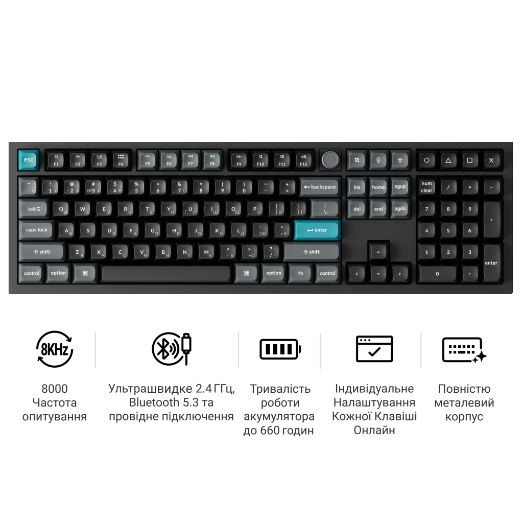Клавіатура Keychron Q6 Ultra Keychron Red Switch RGB UA Black (Q6U-M1-UA)