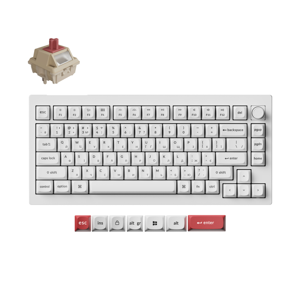 Клавіатура Keychron V1 Ultra Keychron Red Switch RGB UA White (V1U-F1-UA)