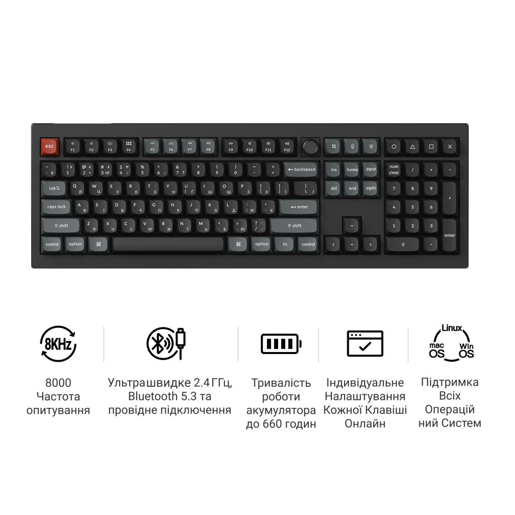 Клавіатура Keychron V6 Ultra Keychron Red Switch RGB UA Black (V6U-D1-UA)