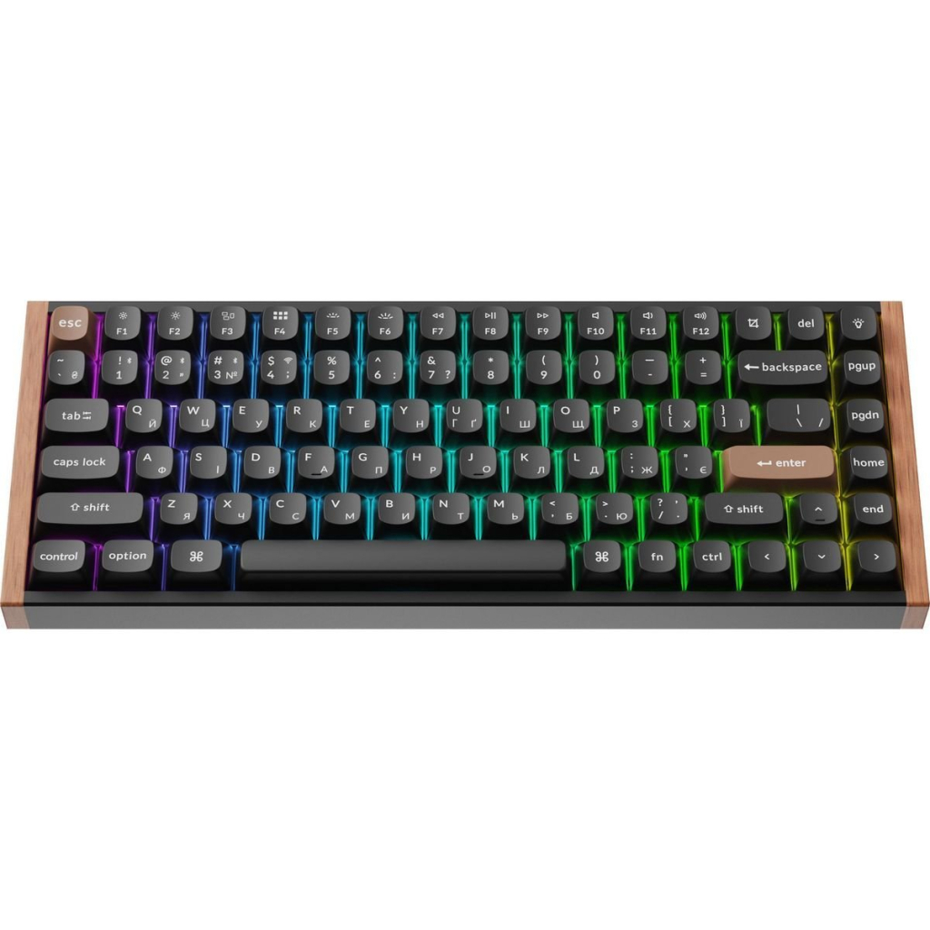 Клавіатура Keychron K2HE Gateron Double-Rail Magnetic Nebula Hot-swap QMK Wireless/Bluetooth/USB-А UA Wood/Black (K2H-F1-UA)