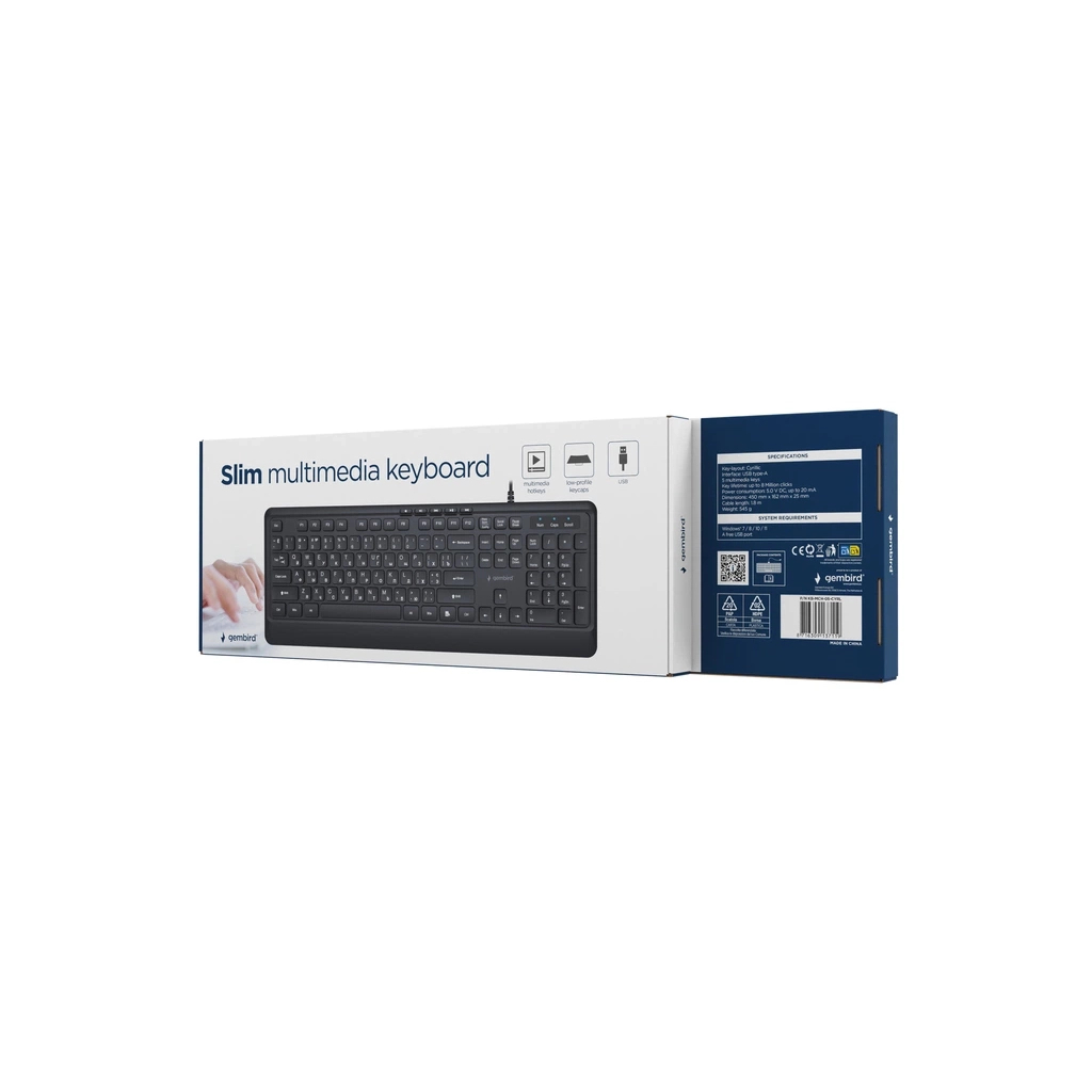 Клавіатура Gembird Slim Multimedia USB Black (KB-MCH-05-CYRL)