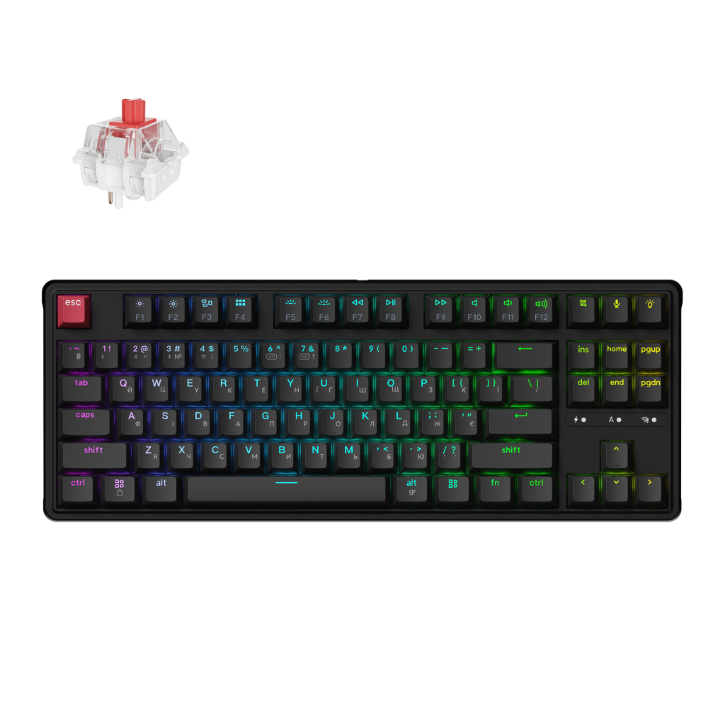 Клавіатура Keychron C3 Max Super Red Switch RGB Wireless/Bluetooth/USB UA Black (C3M-H1-UA)