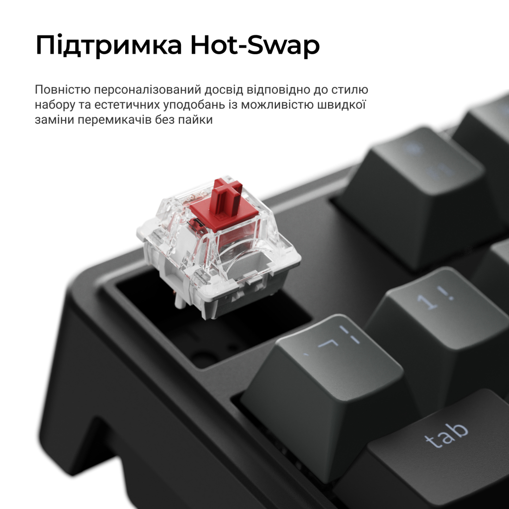 Клавіатура Keychron C3 Max Super Red Switch RGB Wireless/Bluetooth/USB UA Black (C3M-H1-UA)