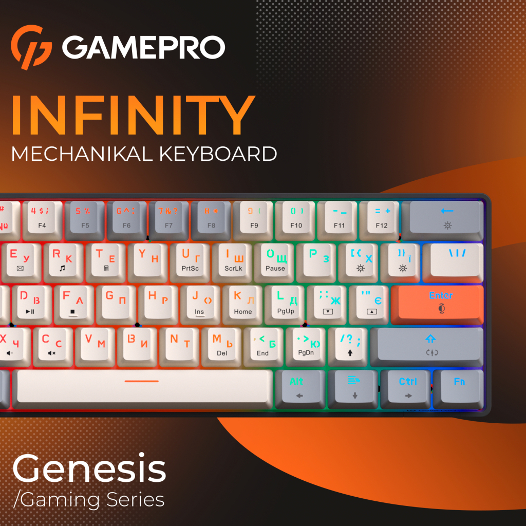 Клавіатура GamePro MK130 V2 Infinity QLAB Sakura Linear RGB USB UA Black (MK130-V2-B-QS)