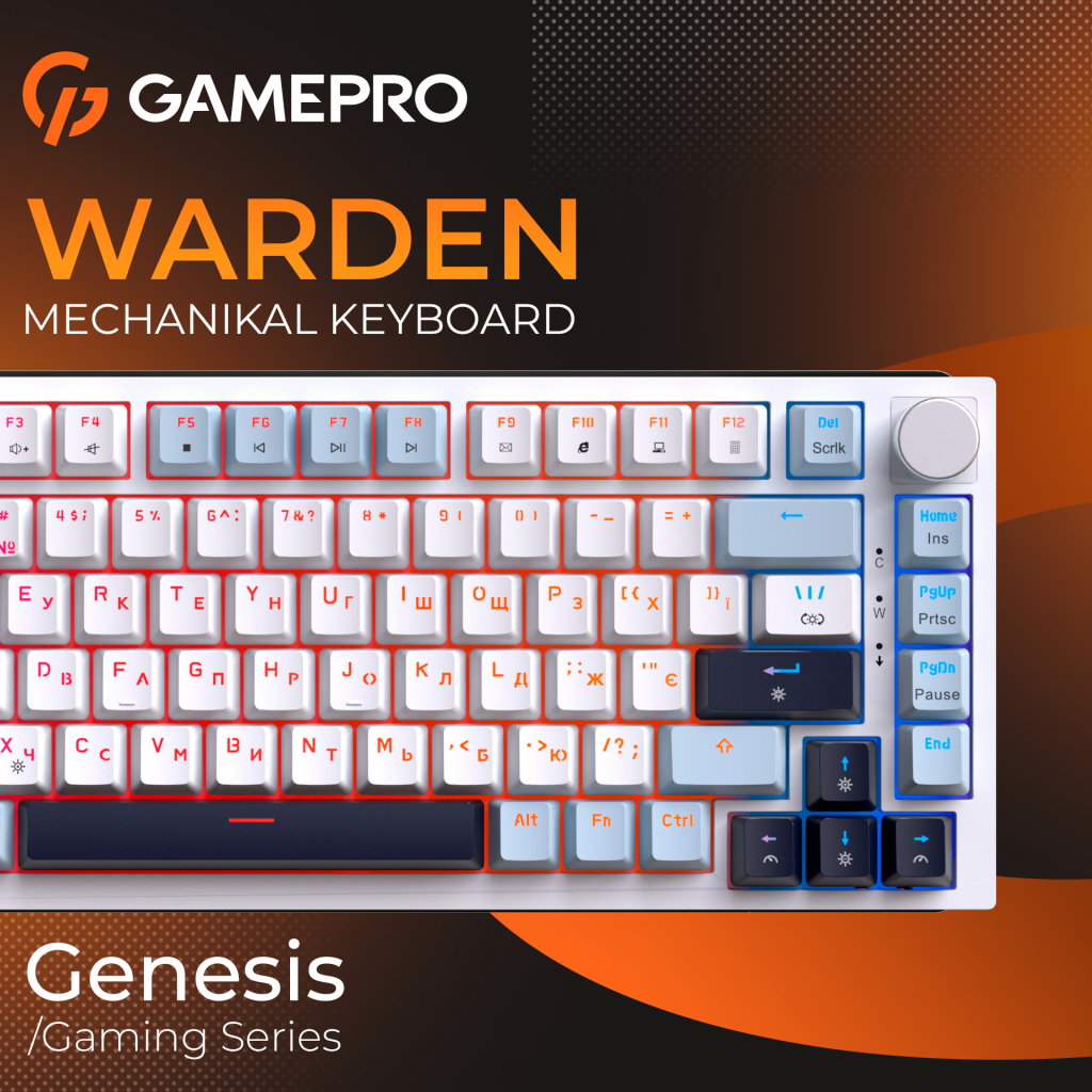 Клавіатура GamePro MK160 V2 Warden QLAB Sakura Linear RGB USB UA White (MK160-V2-BL-QS)