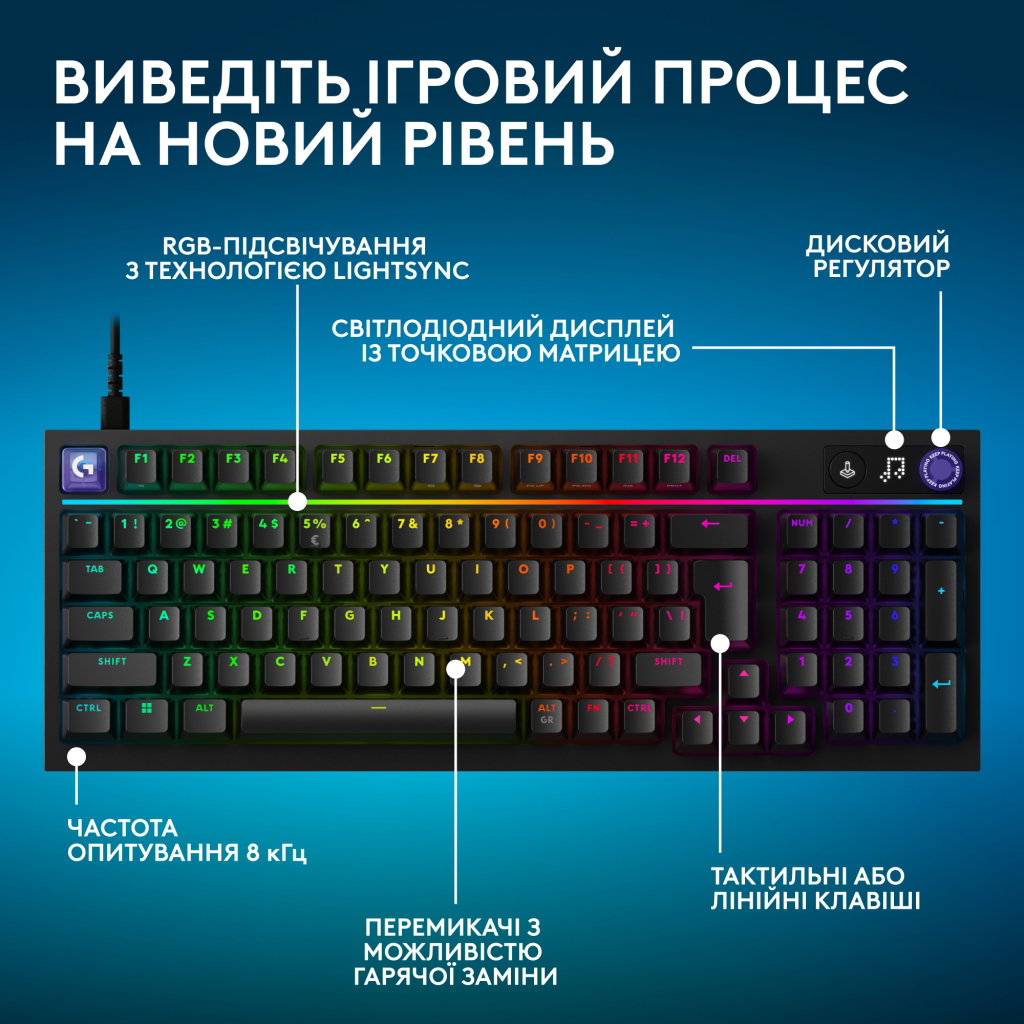 Клавіатура Logitech G316 X TKL USB UA Black (920-014205)