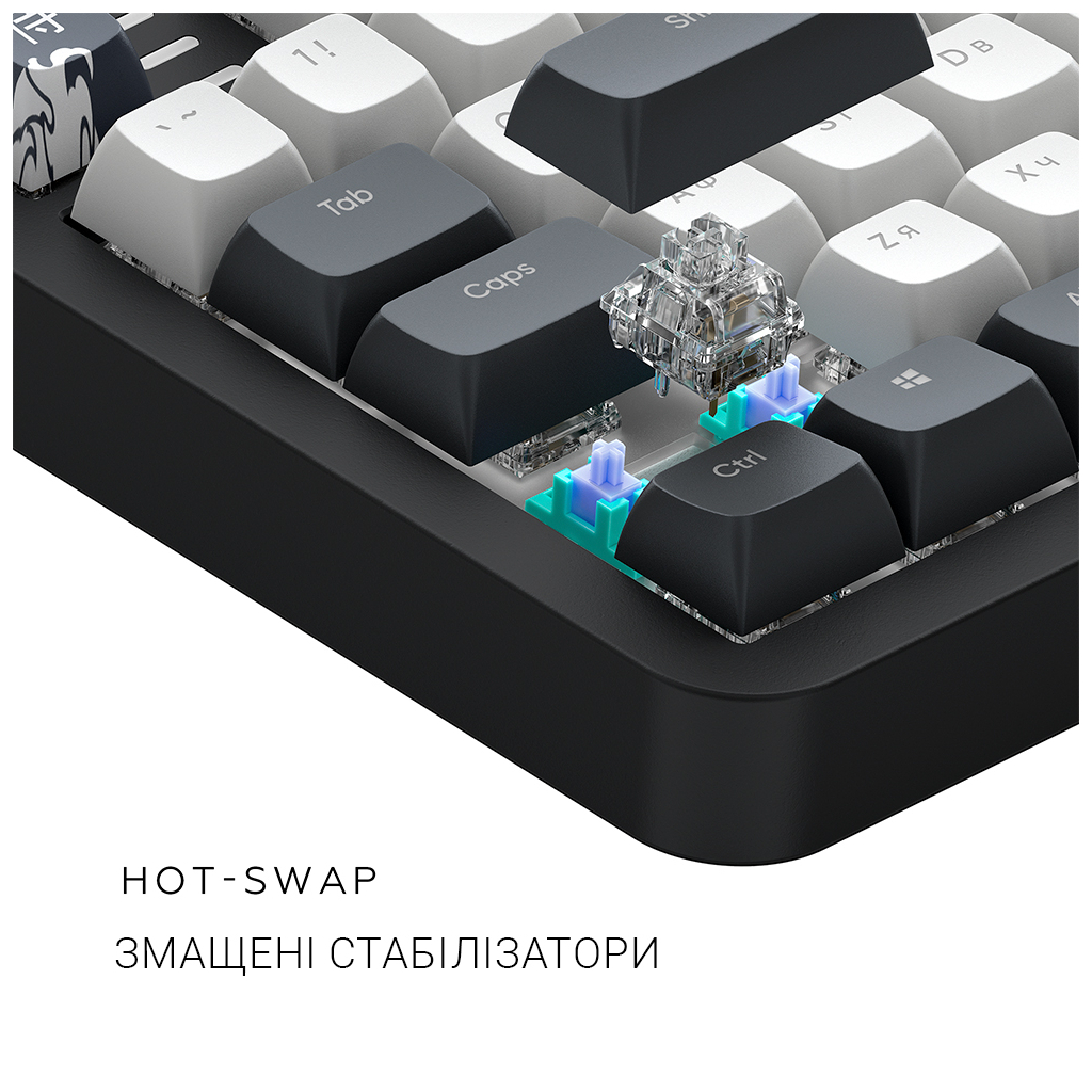Клавіатура Dark Project ALU87 Bushido ABS RGB Mech G3MS Moonstone Black/White (DPKB_BUSHIDO_87_ANSI_UA)