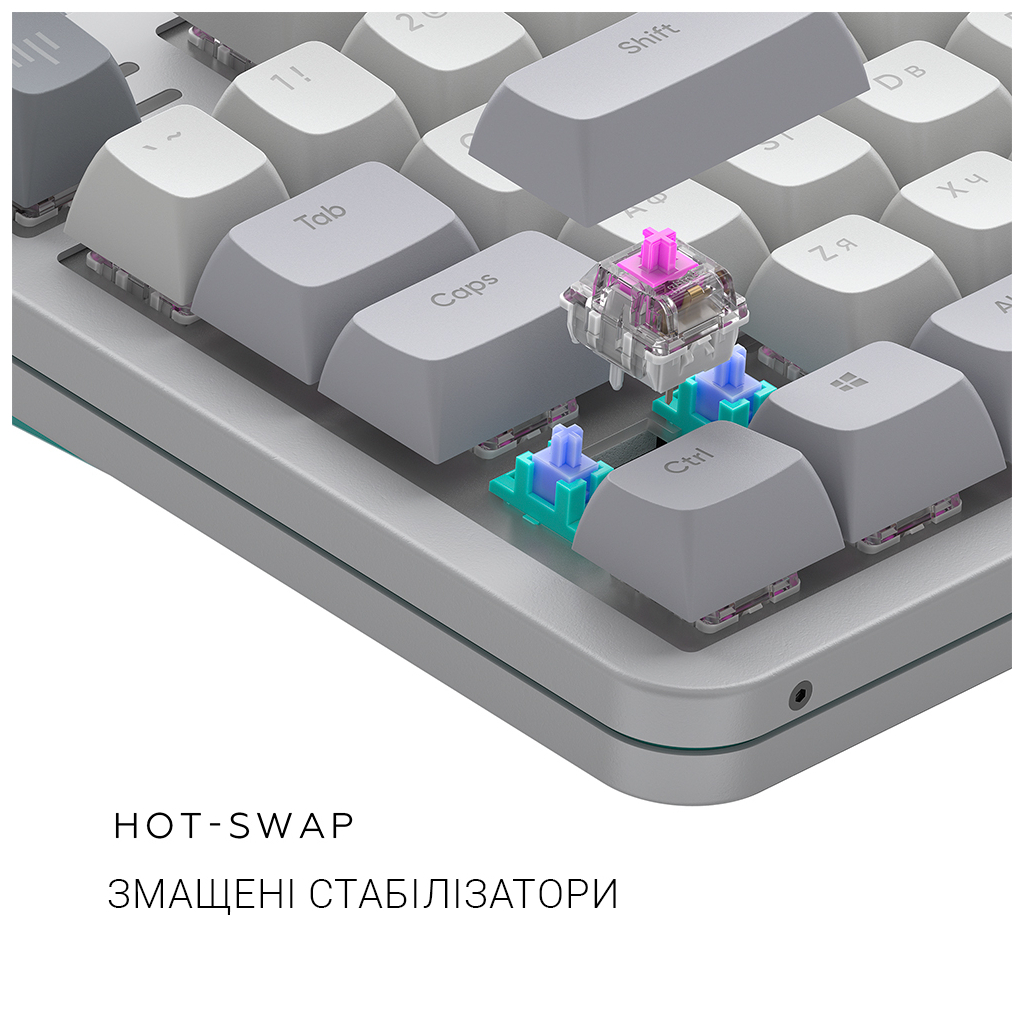 Клавіатура Dark Project ALU87 Daylight ABS RGB Mech G3MS Zircon White/Grey (DPKB_DAYLIGHT_87_ANSI_UA)