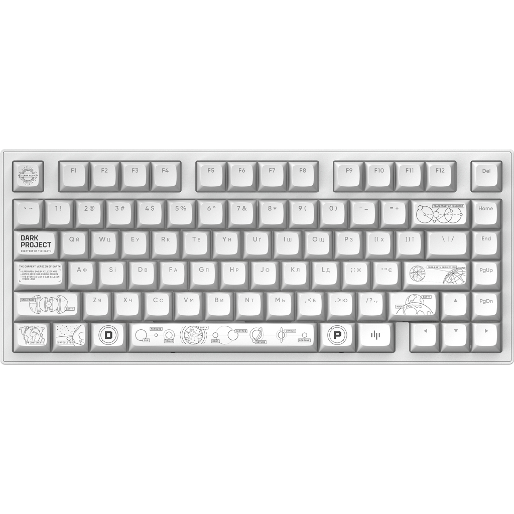 Клавіатура Dark Project ALU81 Terra Nova PBT RGB Mech G3MS Moonstone White (DPKB_NOVA_81_ANSI_WHITE_UA)