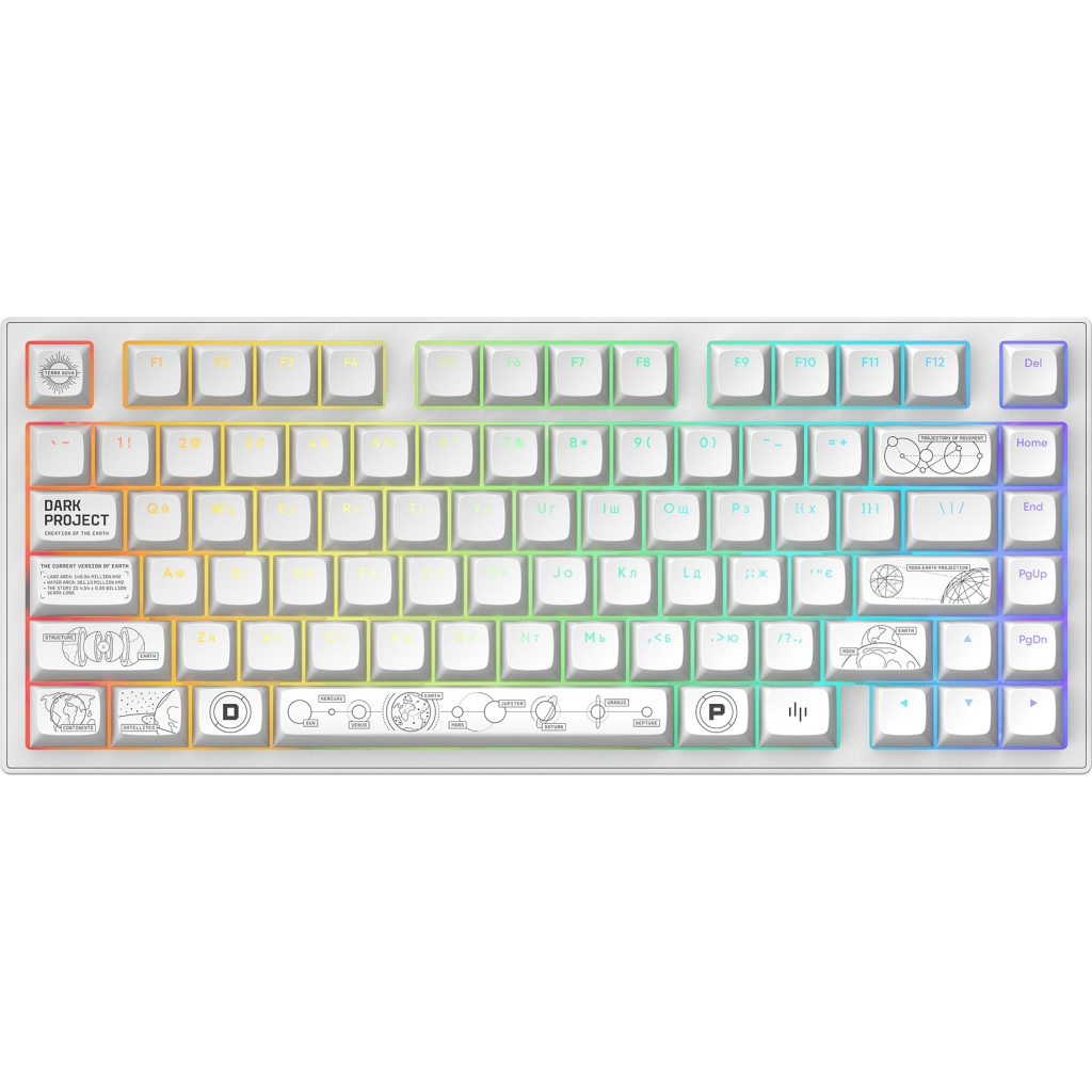 Клавіатура Dark Project ALU81 Terra Nova PBT RGB Mech G3MS Moonstone White (DPKB_NOVA_81_ANSI_WHITE_UA)
