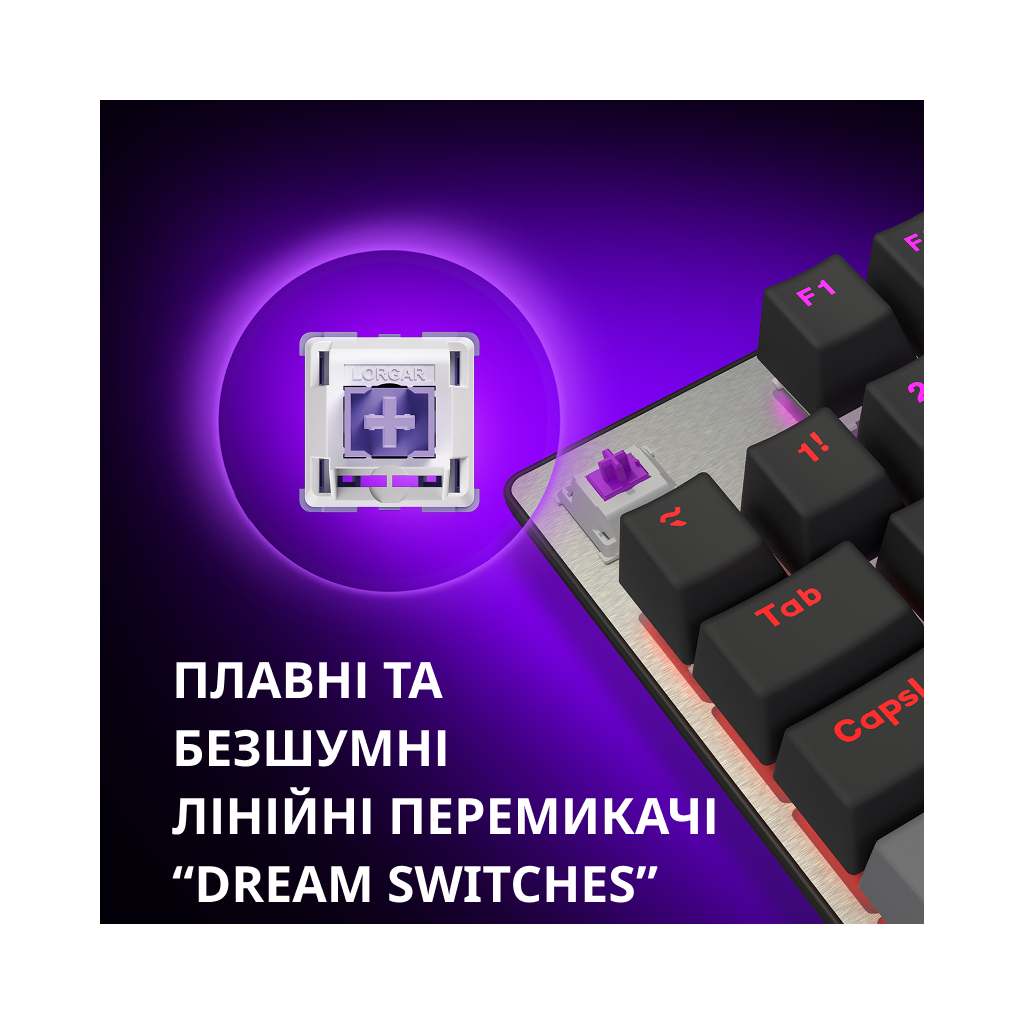 Клавіатура Lorgar Azar 514TKL RGB Mechanical USB UA White/Grey (LRG-GK514TKL-WH-UA)