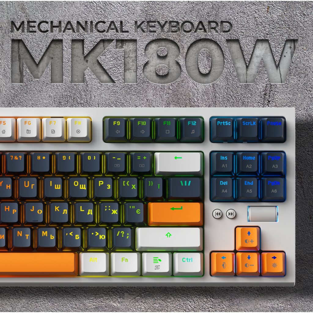 Клавіатура GamePro MK180W Hot-Swap Red Swich RGB USB UA White (MK180W)