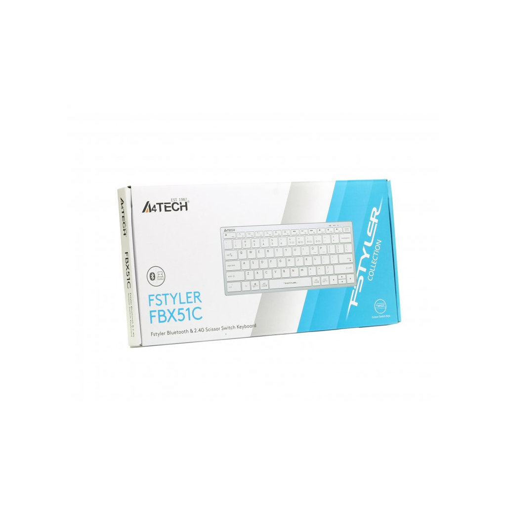 Клавіатура A4Tech FBX51C Wireless/Bluetooth White (4711421972987)
