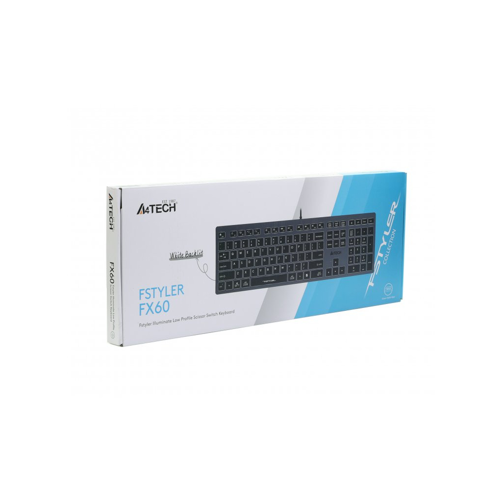 Клавіатура A4Tech FX60 USB Grey White backlit