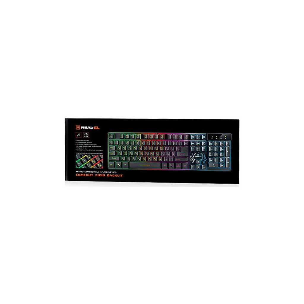 Клавіатура REAL-EL 7090 Comfort Backlit Black (EL123100031)
