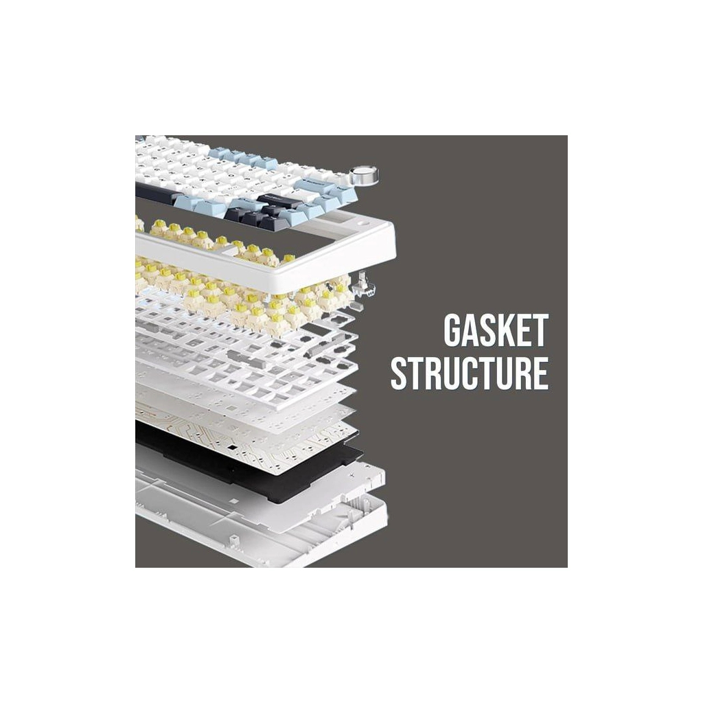 Клавіатура Aula F75 Gasket Greywood V3 switch Hot-Swap PBT Wireless/Bluetooth/USB Black (6948391208626)