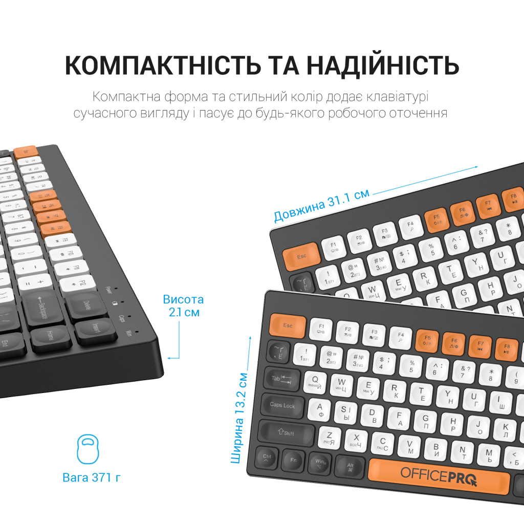 Клавіатура OfficePro SK955B Wireless/Bluetooth Black (SK955B)