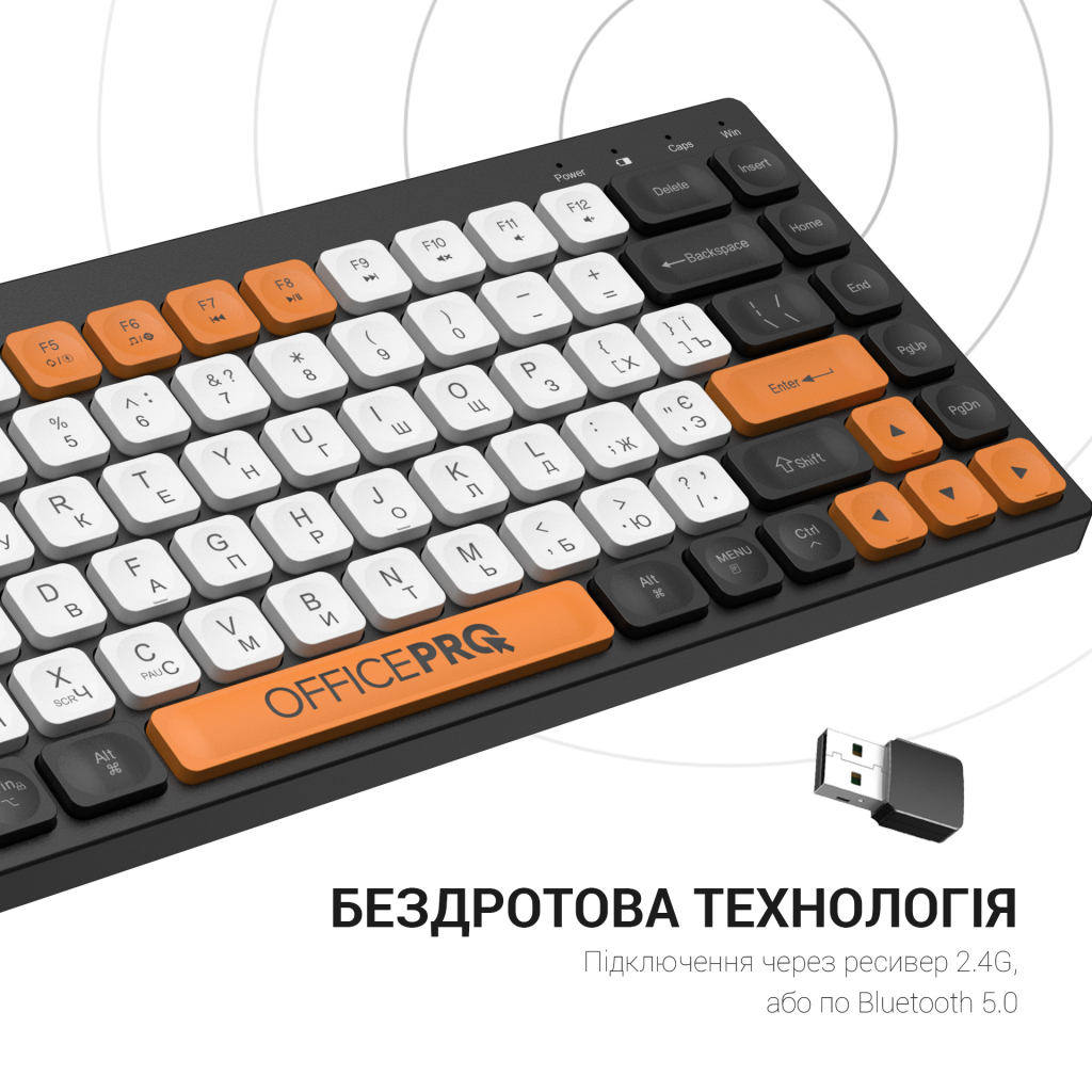 Клавіатура OfficePro SK955B Wireless/Bluetooth Black (SK955B)