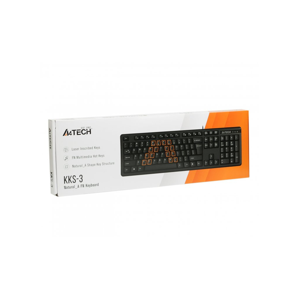 Клавіатура A4Tech KKS-3 USB Black (4711421985864)