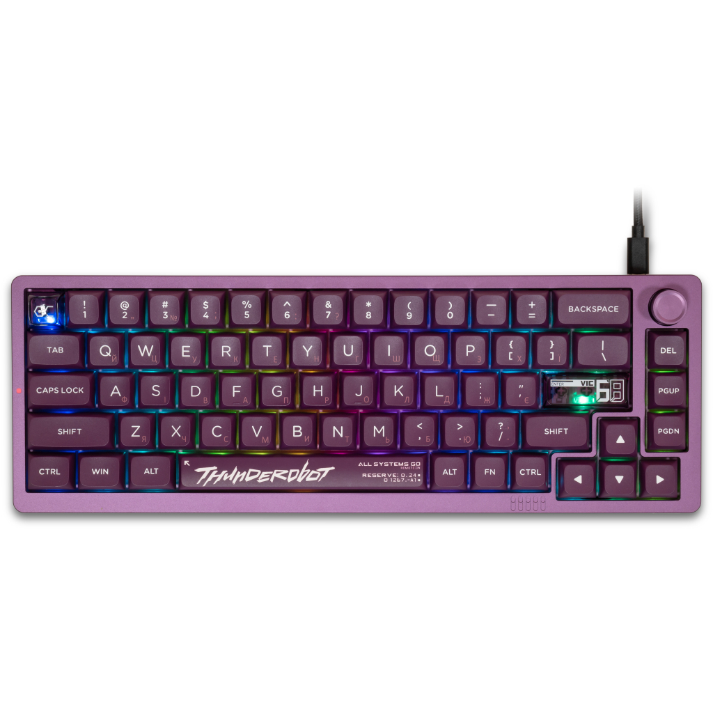 Клавіатура Thunderobot VIC68 Gateron Magnetic Jade Switch Purple USB UA (6932066317201)