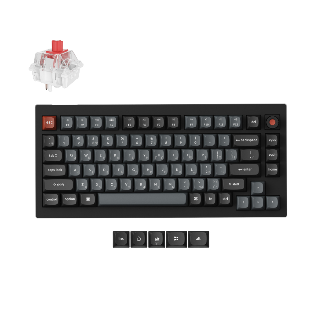Клавіатура Keychron V1 8K Keychron Super Red Switch RGB USB UA Black (V1W-D1-UA)