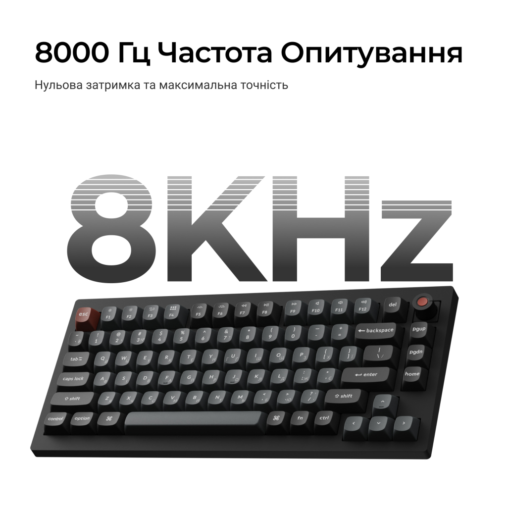 Клавіатура Keychron V1 8K Keychron Super Red Switch RGB USB UA Black (V1W-D1-UA)