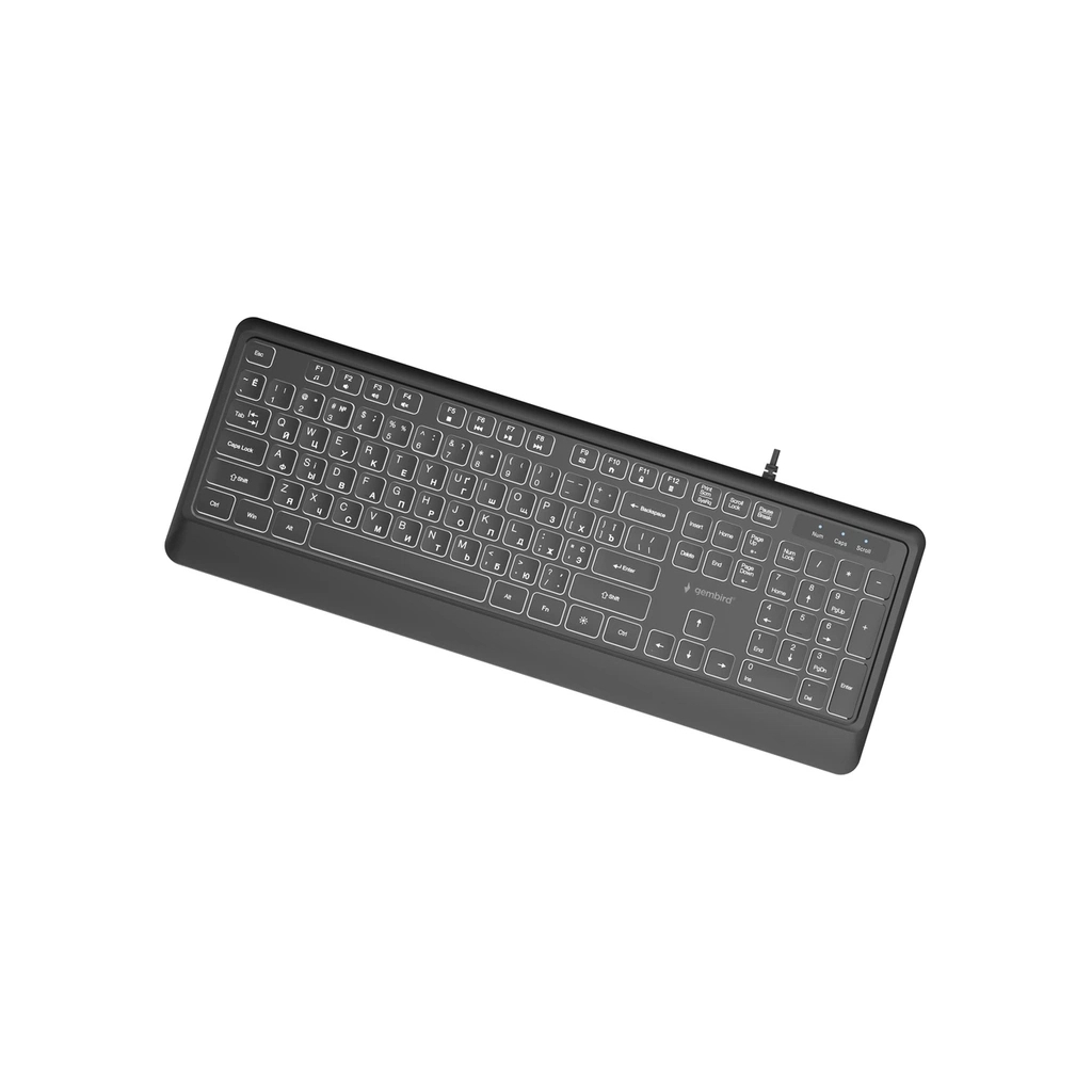 Клавіатура Gembird Slim Multimedia White Backlight USB Black (KB-UML-04-CYRL)