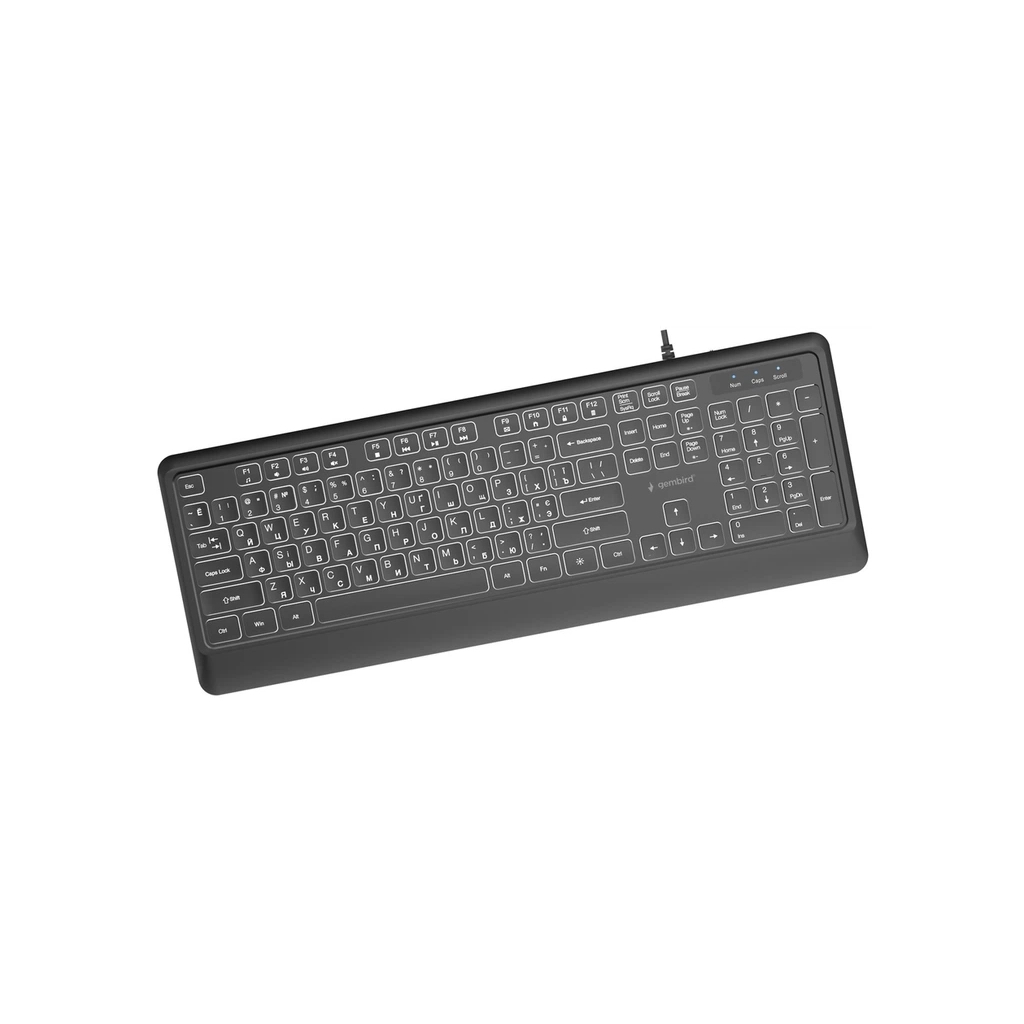 Клавіатура Gembird Slim Multimedia White Backlight USB Black (KB-UML-04-CYRL)