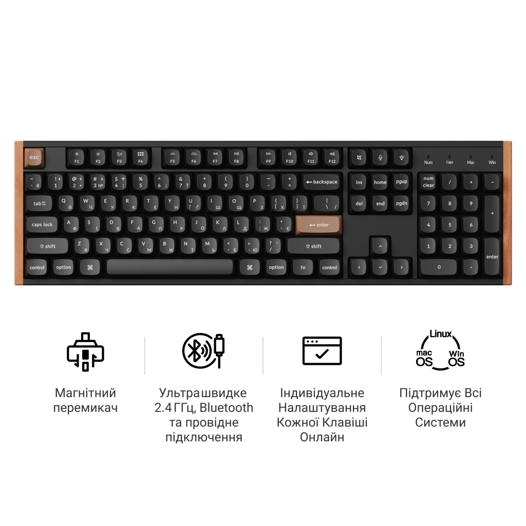 Клавіатура Keychron K10 HE Magnetic Switch RGB UA Black (K10H-F1-UA)