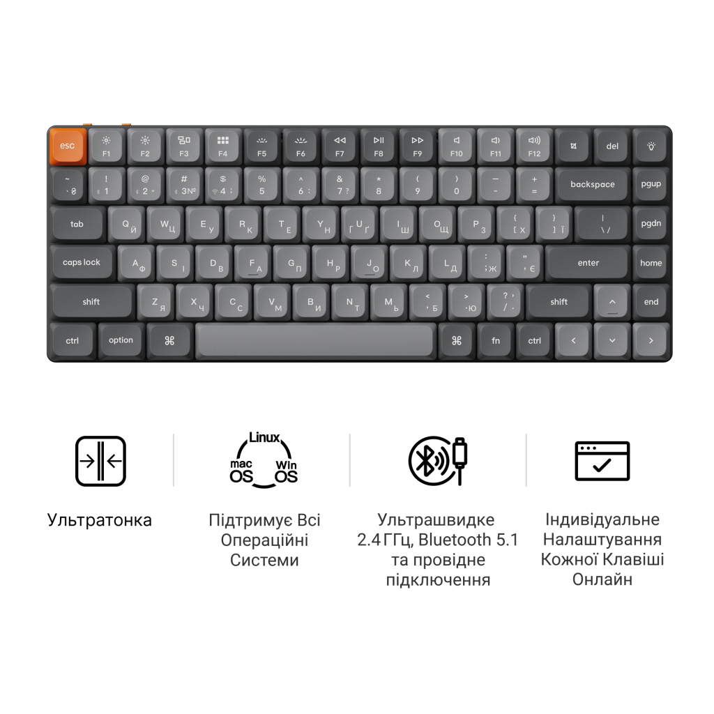 Клавіатура Keychron K3 Max Gateron Brown Switch RGB UA Black (K3M-H3-UA)