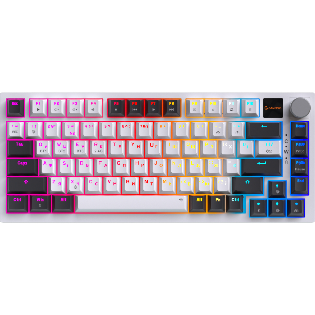 Клавіатура GamePro Asgard Valhalla Pro QLAB Sakura Switch RGB Bluetooth/Wireless/USB-C UA White (MK160-W-D-QS-PRO)