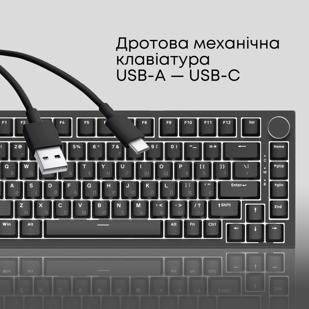 Клавіатура Ajazz AK820 Red Switch USB-C UA Black (AK820-R-B)