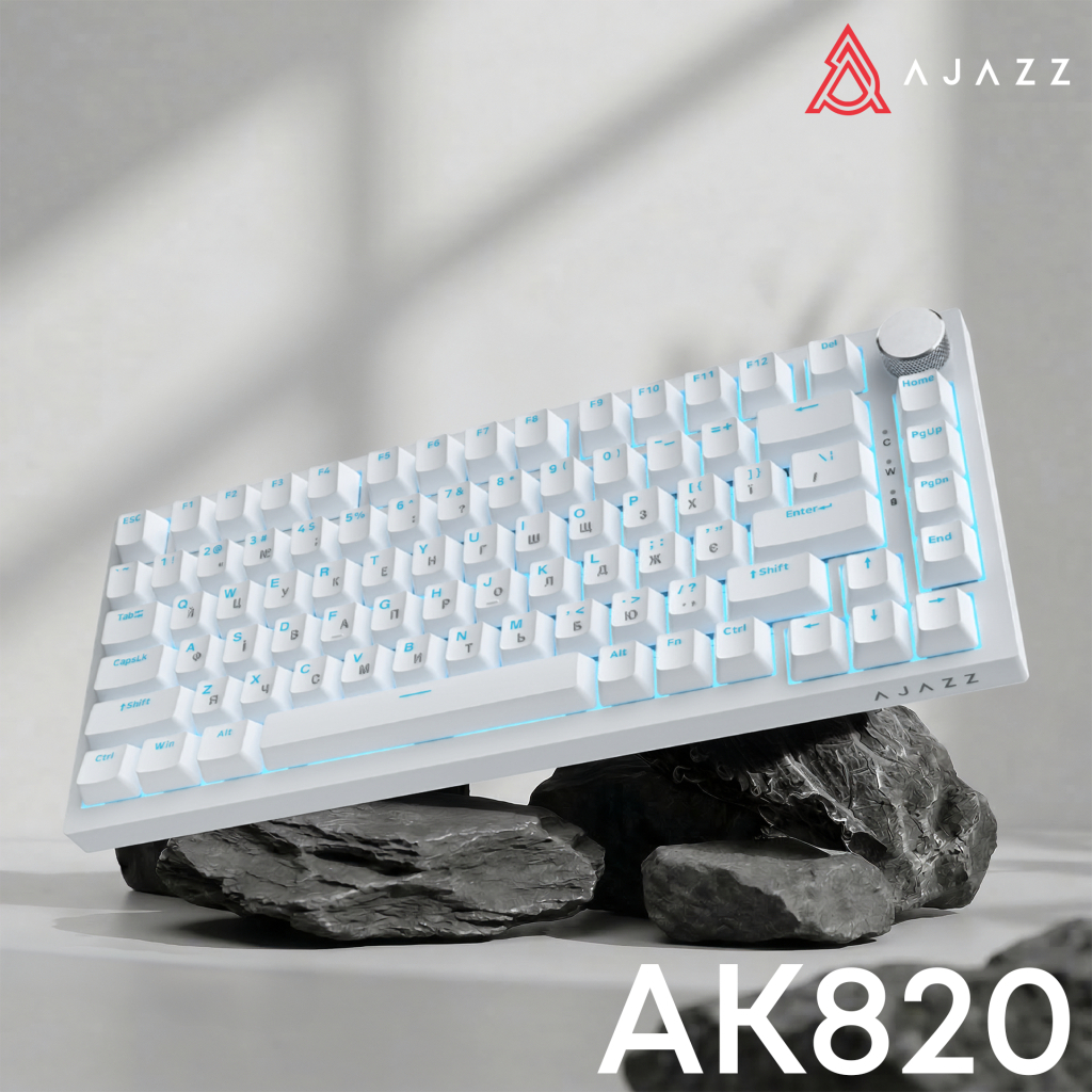 Клавіатура Ajazz AK820 Red Switch USB-C UA White (AK820-R-W)