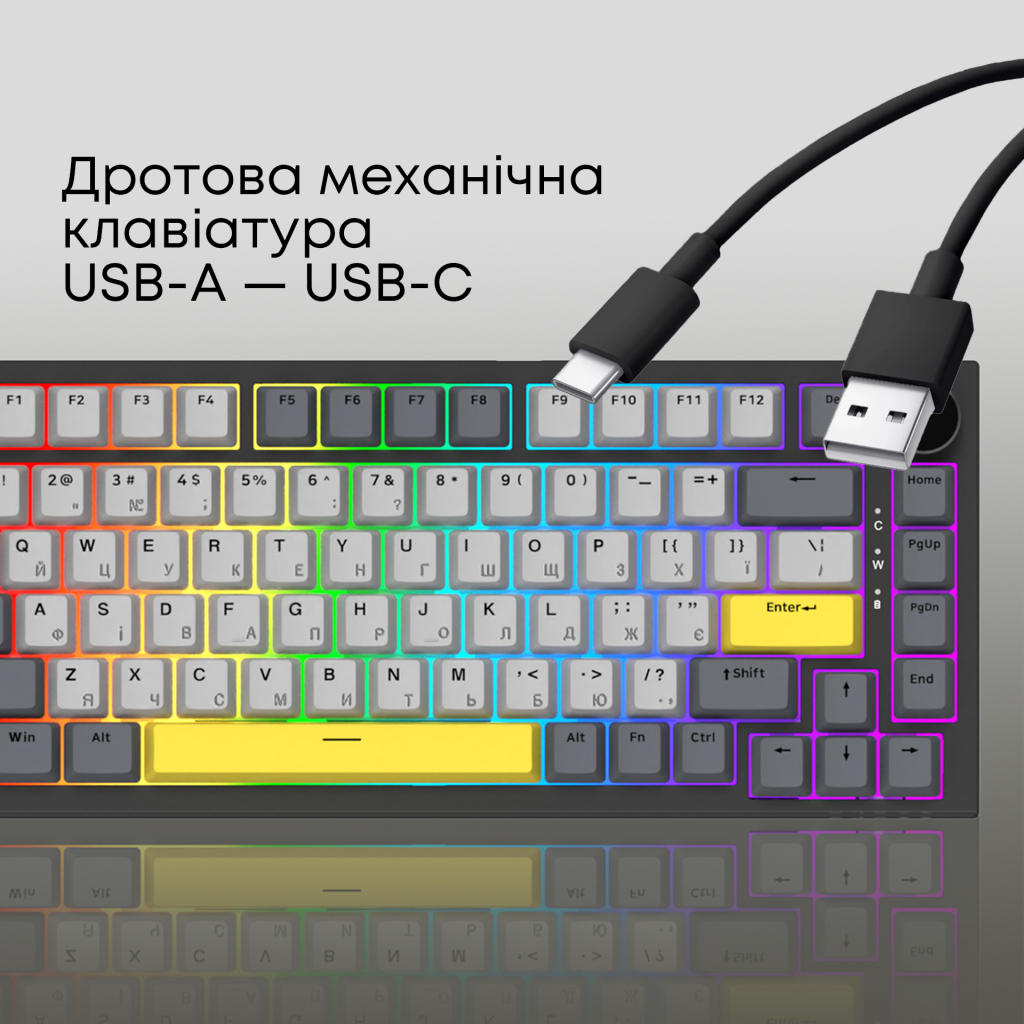 Клавіатура Ajazz AK820 Sea Salt Switch RGB USB-C UA Black (AK820-SS-BGY)