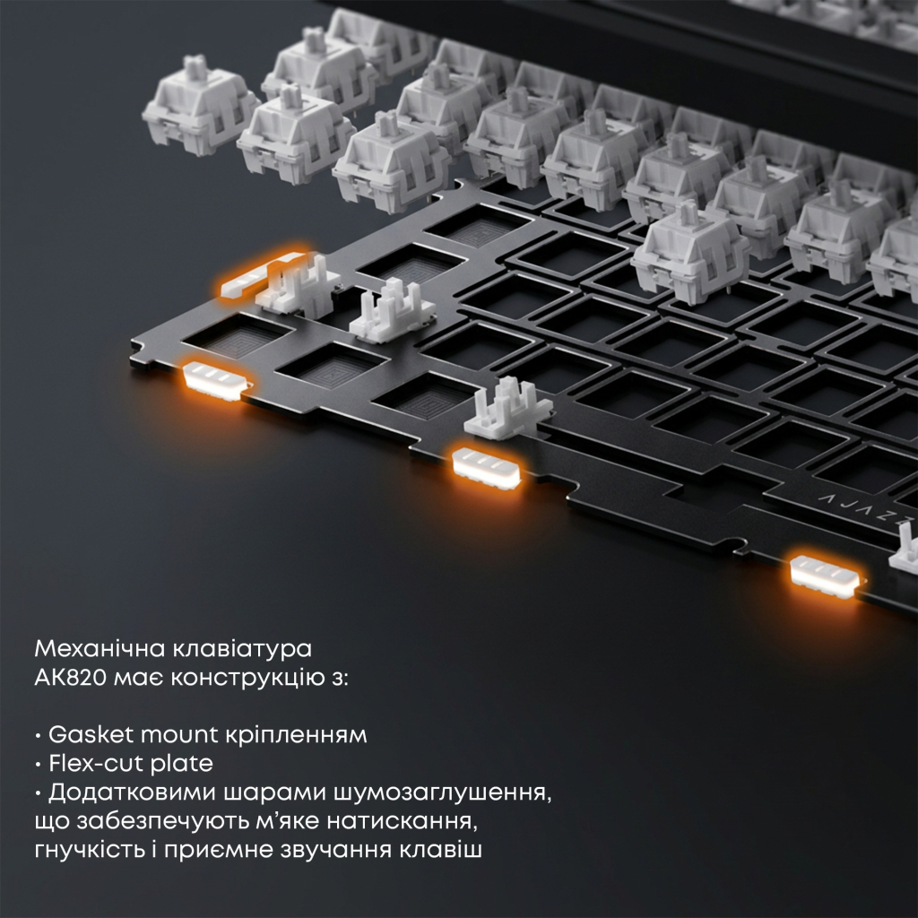 Клавіатура Ajazz AK820 Sea Salt Switch RGB USB-C UA Black (AK820-SS-BGY)