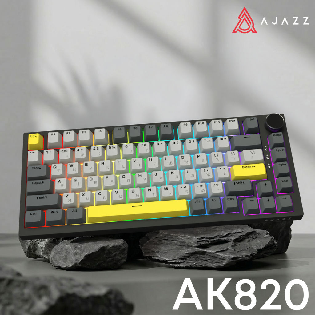 Клавіатура Ajazz AK820 Sea Salt Switch RGB USB-C UA Black (AK820-SS-BGY)