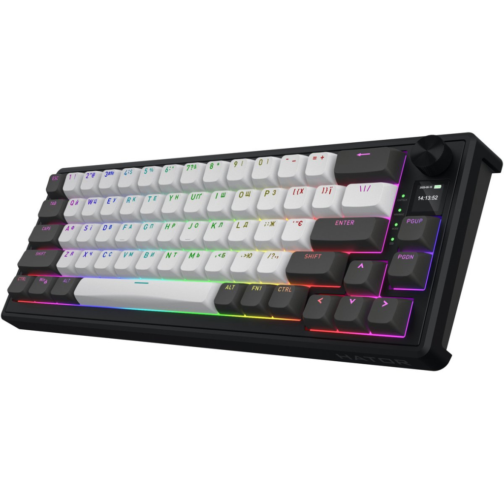 Клавіатура Hator Skyfall 65 Pro Aurum Vanila Silent RGB Wireless/Bluetooth/USB UA Grey/Black (HTK4160UA)
