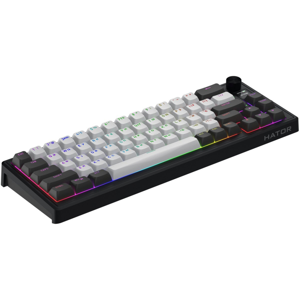 Клавіатура Hator Skyfall 65 Pro Aurum Vanila Silent RGB Wireless/Bluetooth/USB UA Grey/Black (HTK4160UA)