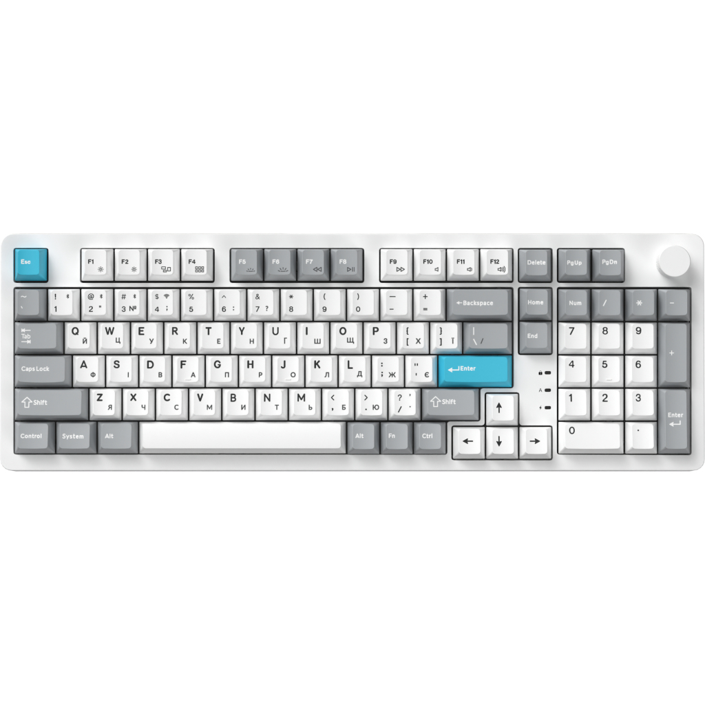 Клавіатура GamePro Asgard Drakkar Keychron Super Red Switch Wireless/Bluetooth/USB UA White (MK305WH)